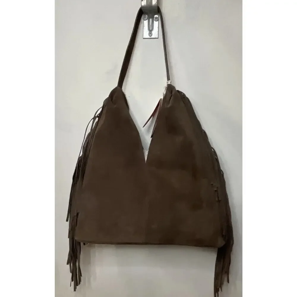 Divina Firenze Leather Fringe Hobo Bag Made in‎ Italy Chocolate Suede